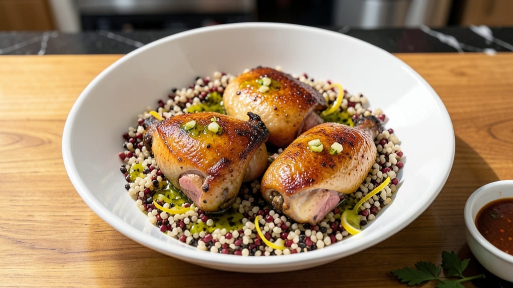 Baked Chicken Thighs and Quinoa Recipe: Juicy Skin, Herbed Quinoa Harmony