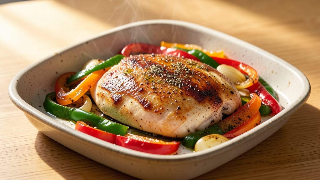 Baked Chicken Breast With Peppers And Onions Recipe: One-Pan Mediterranean Bake