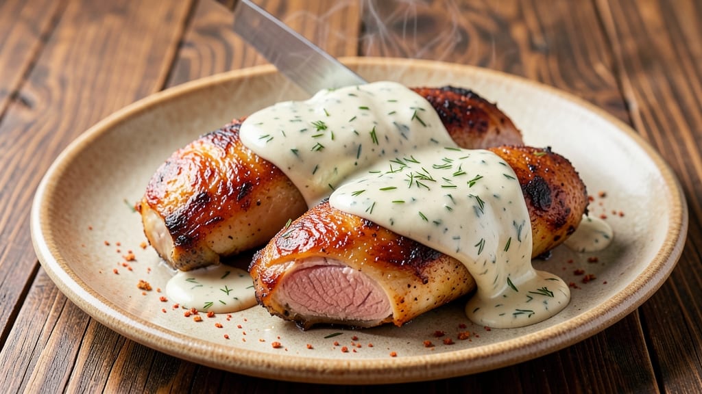 Baked Chicken Thighs Recipe with Ranch Dressing: Crispy Bites Drizzled With Cool Creamy Dipping