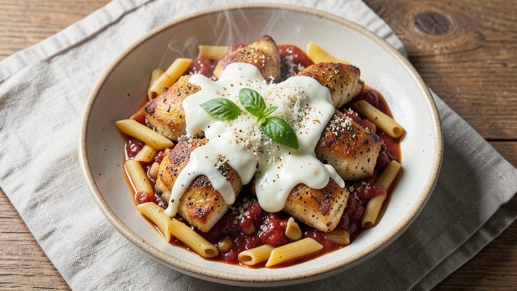Baked Chicken Pasta Dishes Recipe: One-Pan Cheesy Crispy Comfort