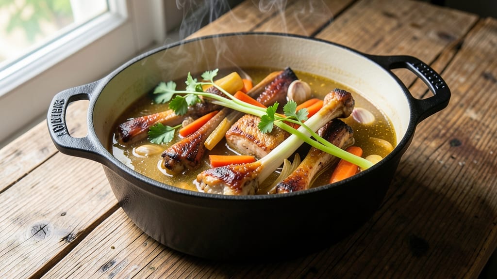 Old Fashioned Chicken Broth Recipe: Deep Roasted Aromatics and Simmered Richness